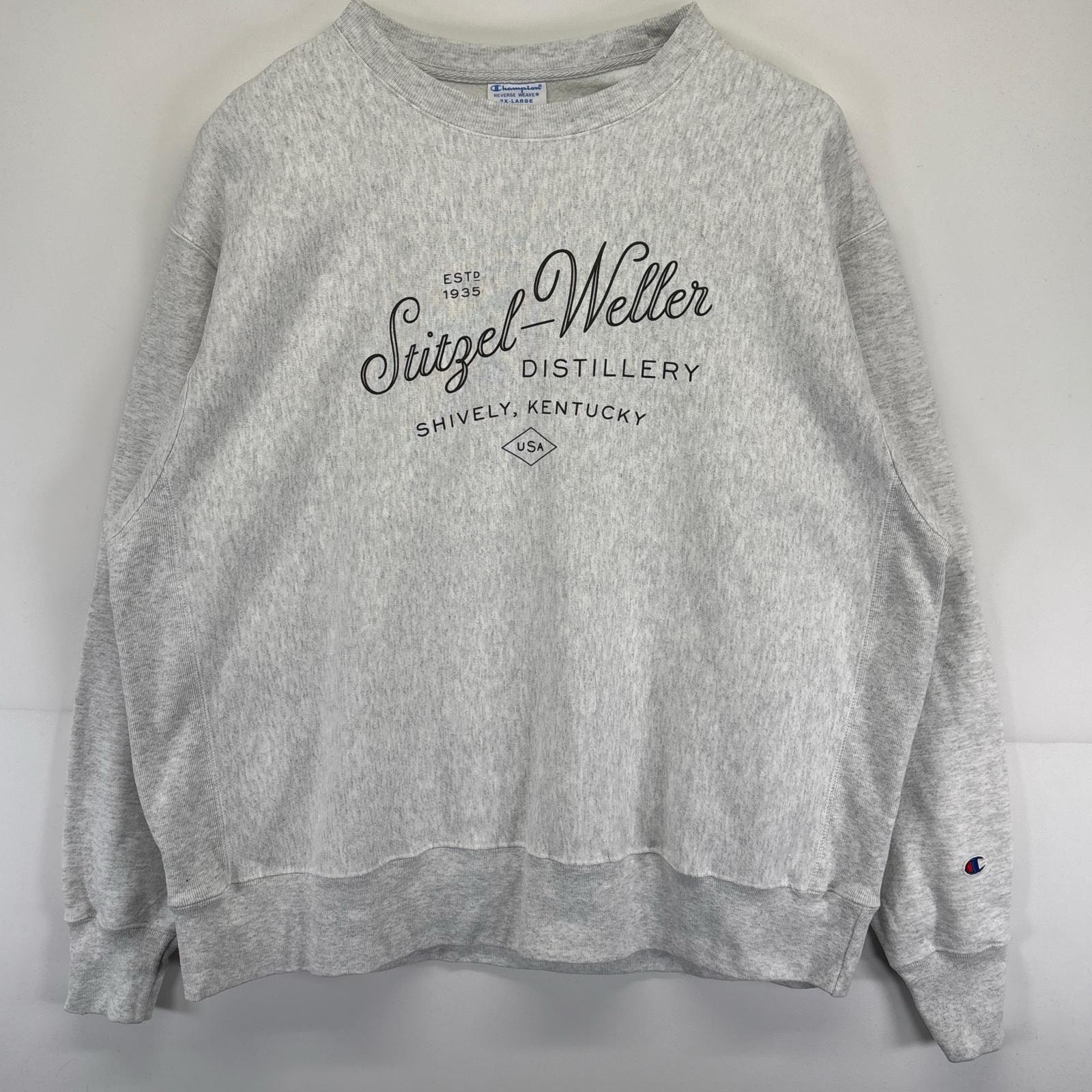 古着 チャンピオン Champion スウェット クルーネック 大きいサイズ リバースウィーブ プリント 2XL  グレー系 メンズ