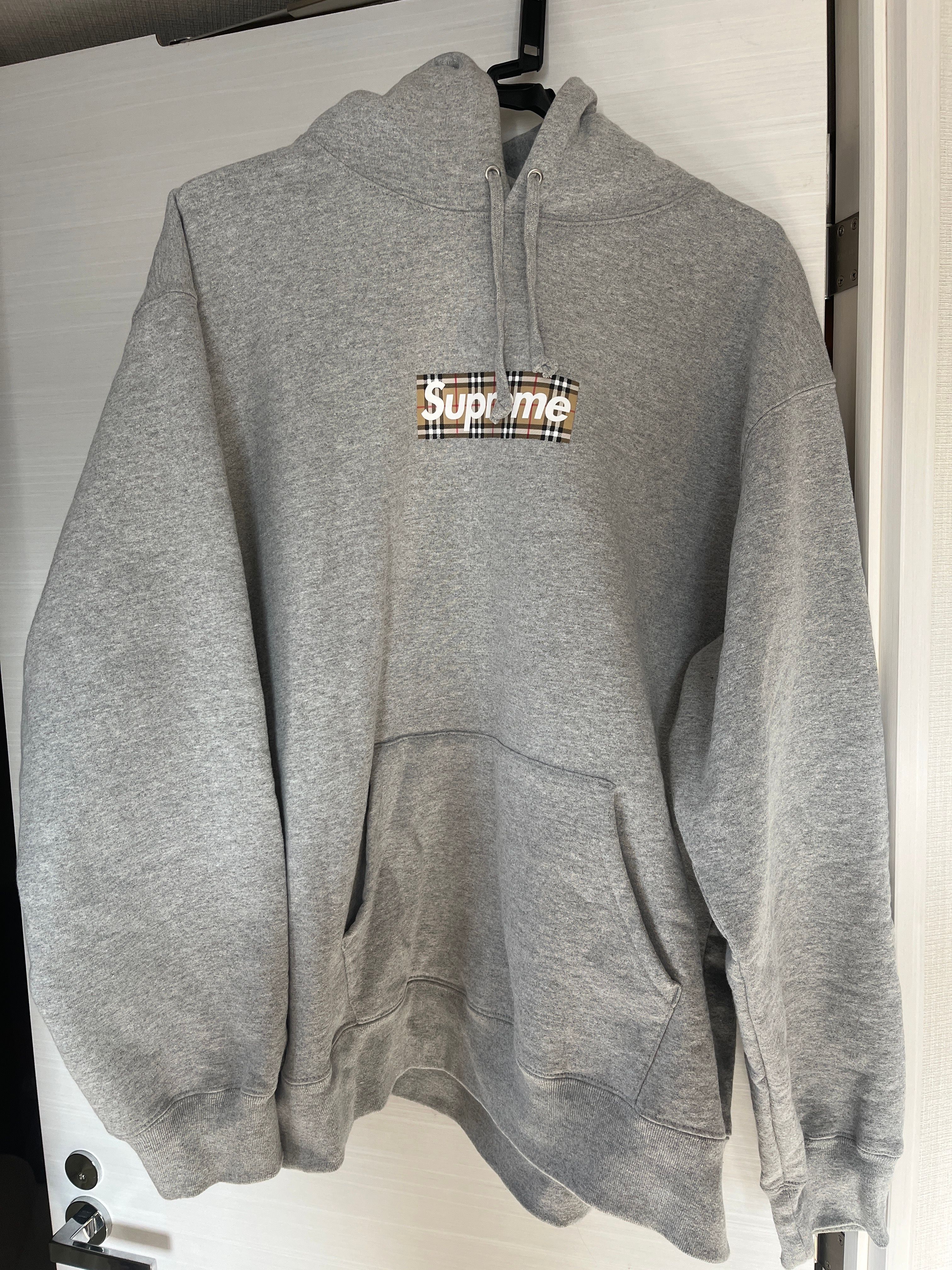 Supreme / Burberry Box Logo Hooded Sweatshirt "Heather Grey"
