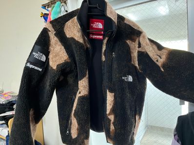 Supreme x The North Face Bleached Denim Print Fleece Jacket "Black"