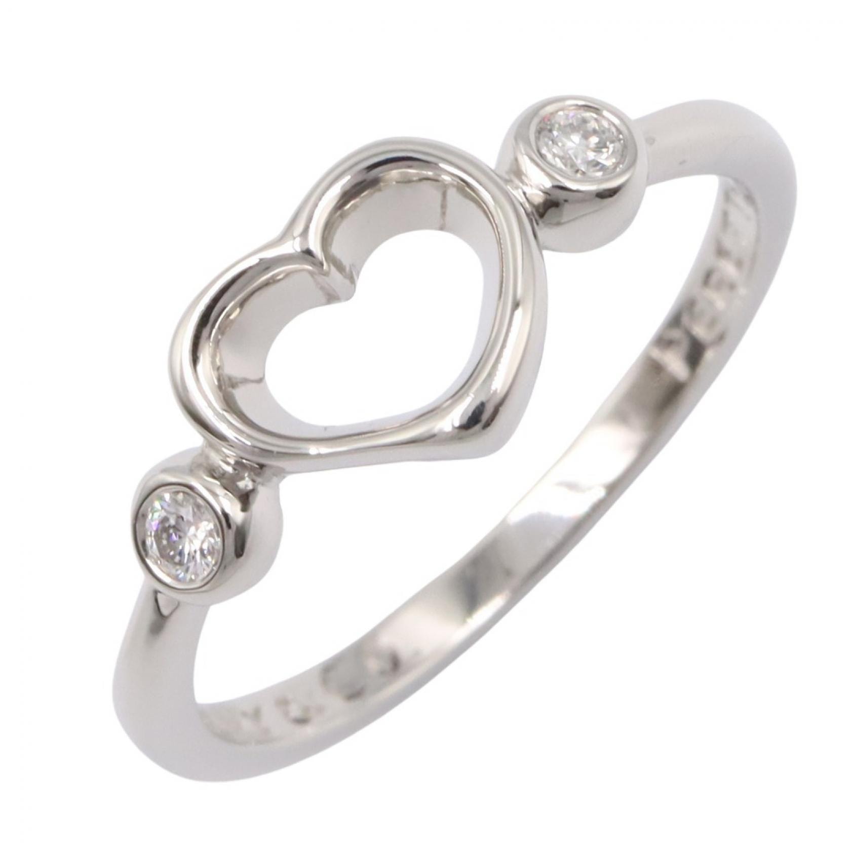 ティファニー TIFFANY&CO オープンハート 2PD リング リング・指輪 ジュエリー Pt950プラチナ ダイヤモンド レディース シルバー系 / クリア系 【中古】
