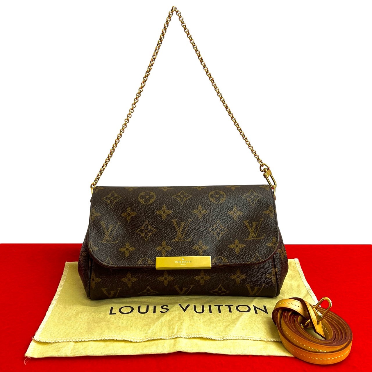 LOUIS VUITTON ルイヴィトン フェイボリット PM モノグラム レザー PVC ショルダーバッグ ブラウン
 f2131