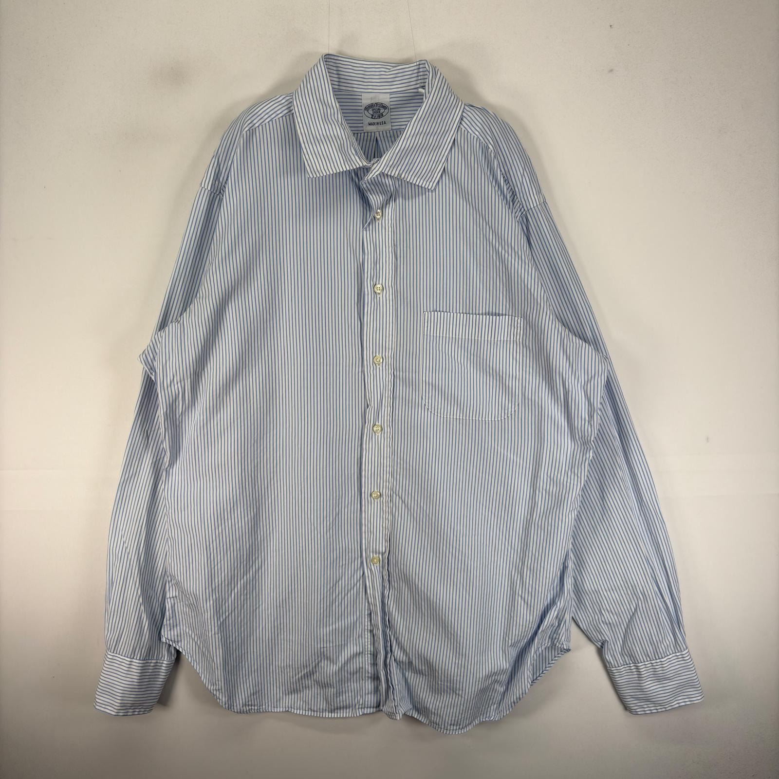 古着 ブルックスブラザーズ Brooks Brothers USA製 長袖シャツ 胸ポケット SPECIAL ORDER  ブルー系 ストライプ メンズ