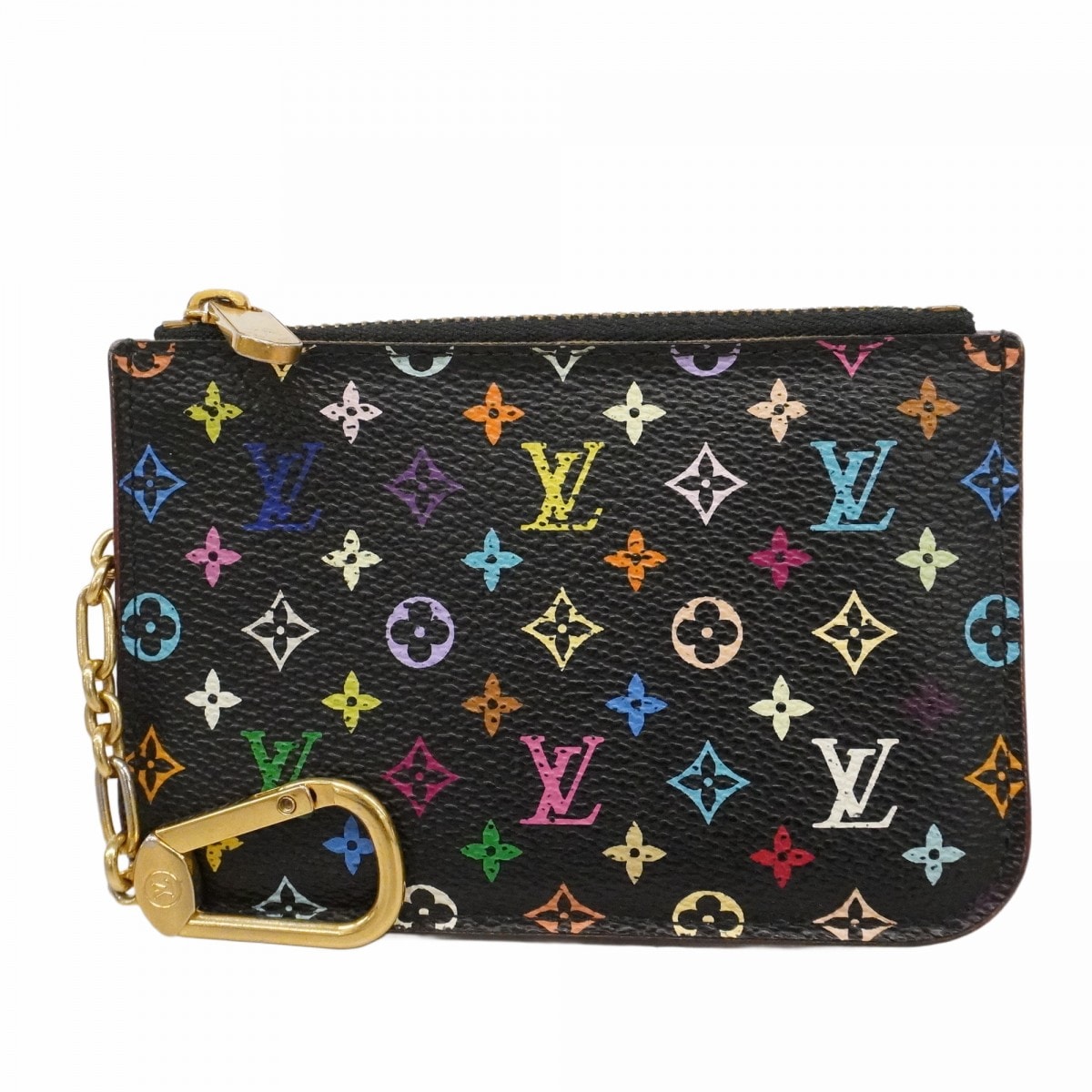 【6db1183】ルイヴィトン コインケース モノグラム・マルチカラー ポシェットクレ M60279 ノワール ヴィオレ【中古】レディース