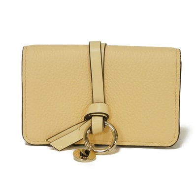 Chloe クロエ アルファベット カードホルダー 現行 メダリオン パステル チャーム パスケース 名刺入れ マチ付き コンパートメント 未使用 ロゴ メダル チャーム イエロー カードケース CHC21WP015F57