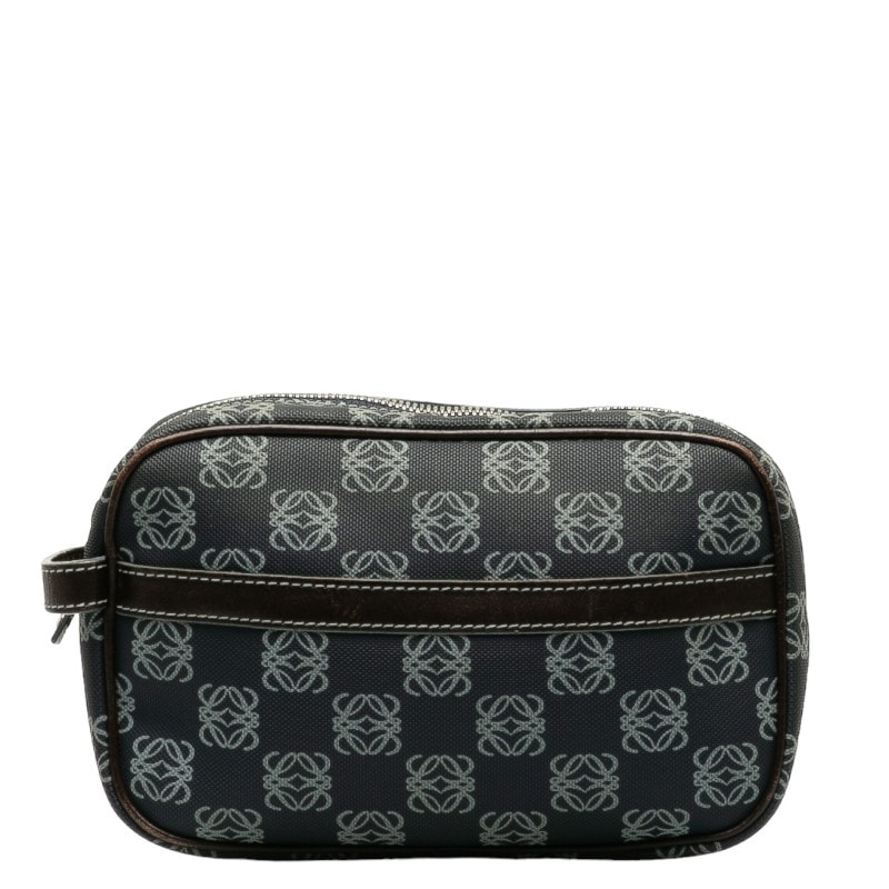 LOEWE 아나그램 파우치 네이비 브라운 PVC 가죽 여성용 LOEWE [중고]
