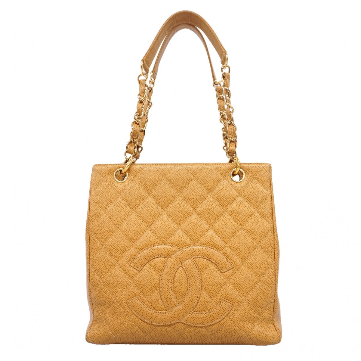 ★SALE【6gd4041】シャネル チェーントート マトラッセ キャビアスキン ブラウン ゴールド金具【中古】レディース