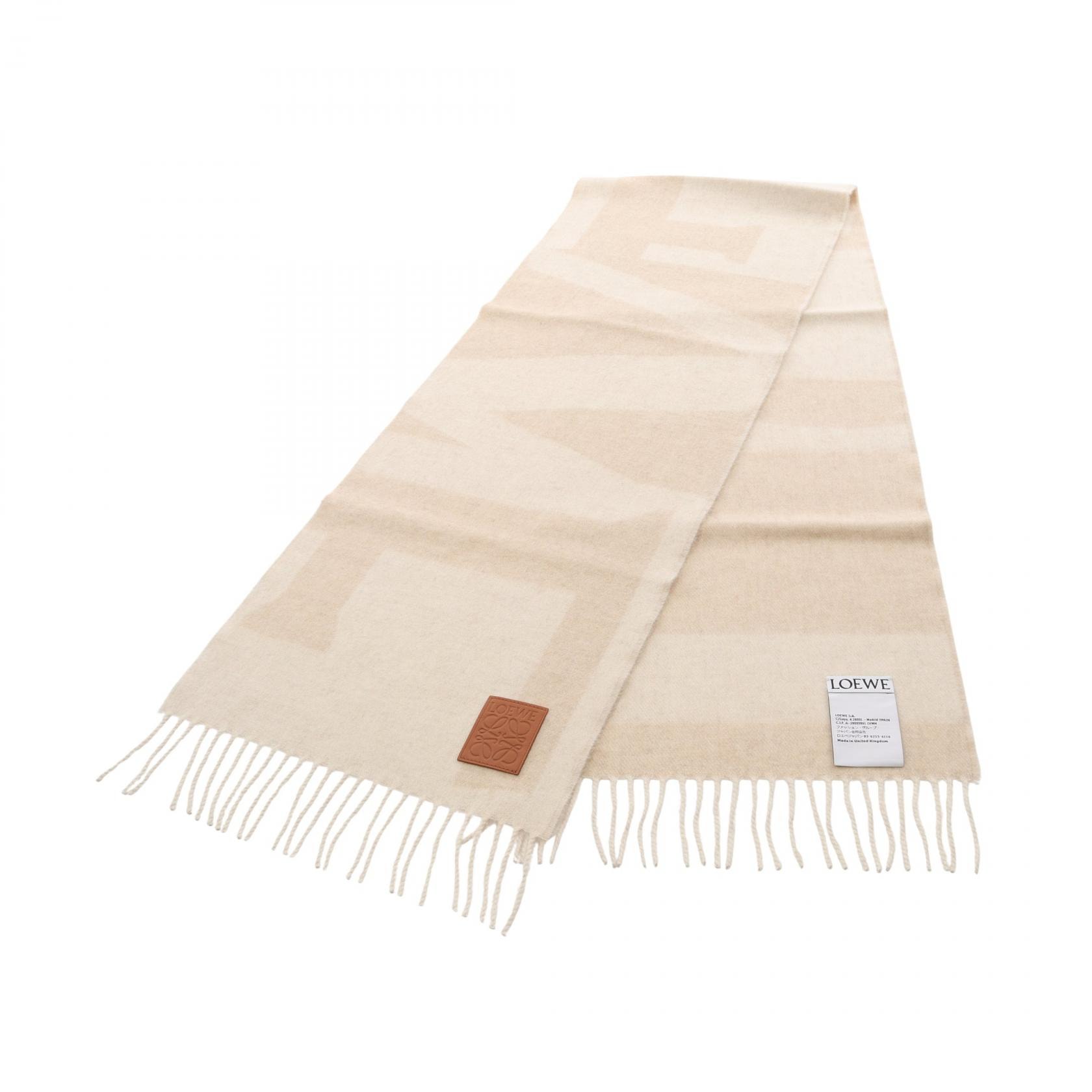 ロエベ LOEWE アナグラム スカーフ マフラー 衣料品 カシミヤ レディース アイボリー系 / ベージュ系 FSA3SS1W042279 【新品】