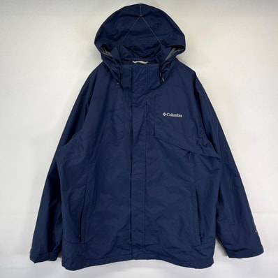 古着 コロンビア Columbia ナイロンジャケット フルジップ オムニヒート マウンテンパーカー 大きいサイズ アウトドア XL ネイビー メンズ