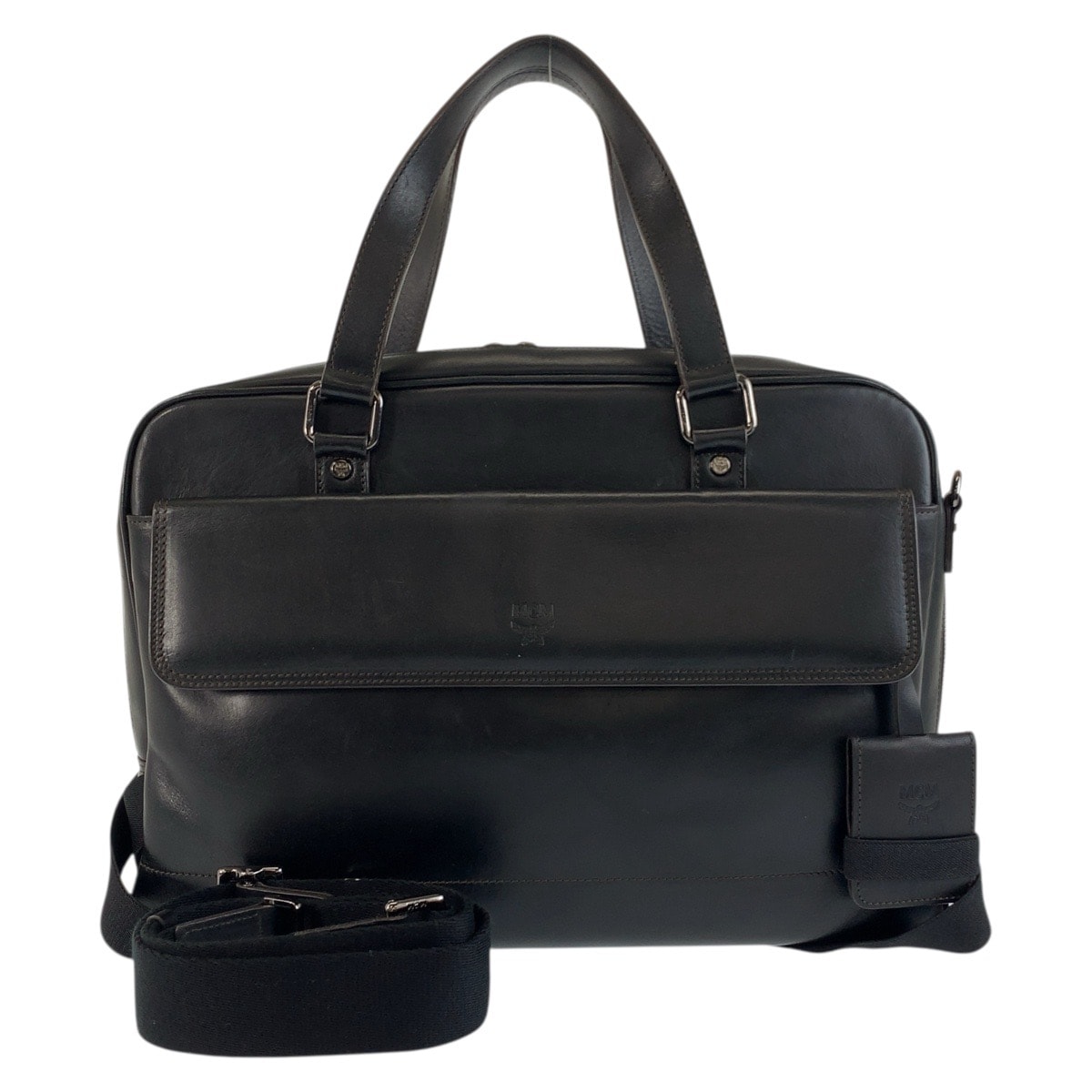 美品 MCM エム シー エム ブラック 黒 シルバー金具 レザー ビジネスバッグ ショルダーバッグ 2way 604345 【中古】