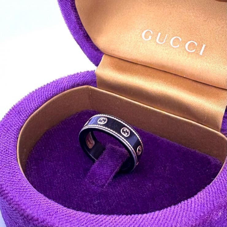 GUCCI インターロッキングG アイコン メタル リング Au750 16号 指輪 イタリア製 鑑定済み 正規品 グッチ
