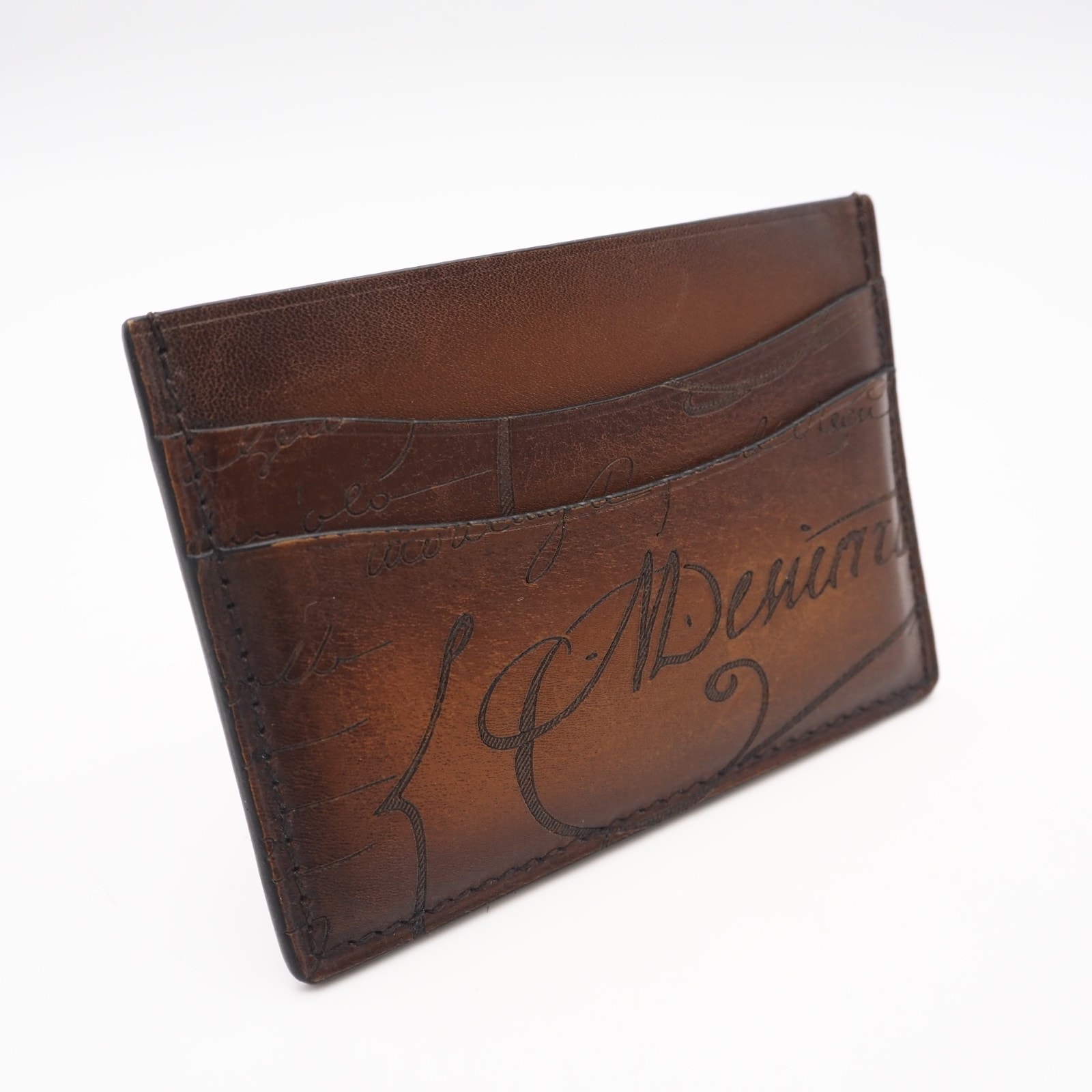 美品 Berluti ベルルッティ バンプー スクリットレザーカードケース - カードケース ブラウン カーフレザー メンズ