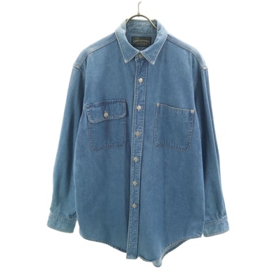 POLO COUNTRY RALPH LAUREN ポロカントリー ラルフローレン 80s 90s オールド 長袖 デニムシャツ M ウォッシュブルー