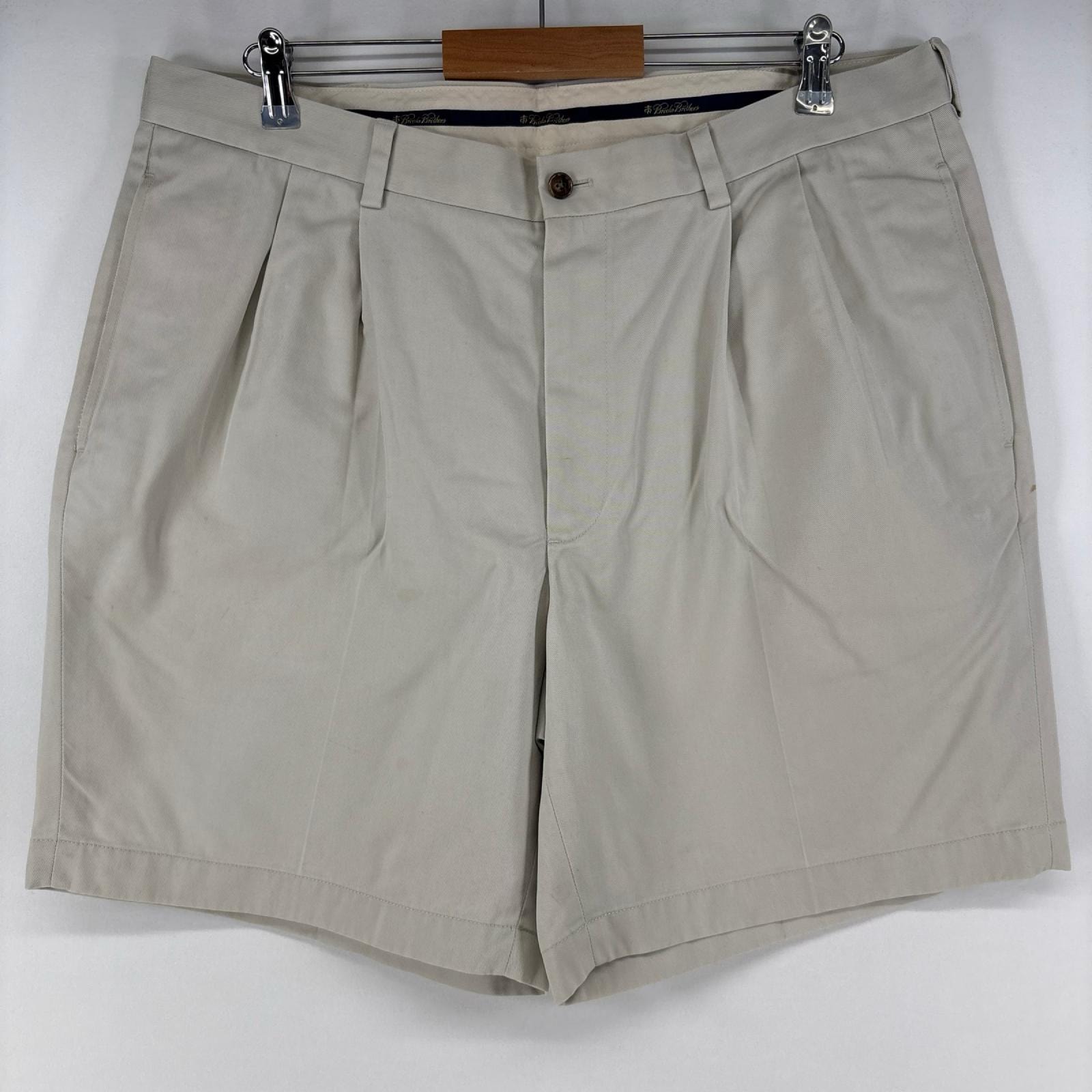 古着 ブルックスブラザーズ Brooks Brothers ショートパンツ チノパン ジップ ツータック ハーフパンツ w38 アイボリー メンズ