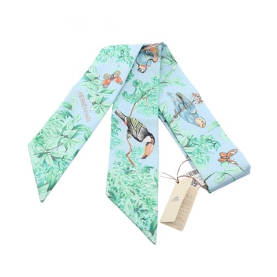 エルメス HERMES ツイリー EQUATEUR リボン スカーフ 衣料品 シルク シルク レディース ブルー系 / マルチカラー 【中古】