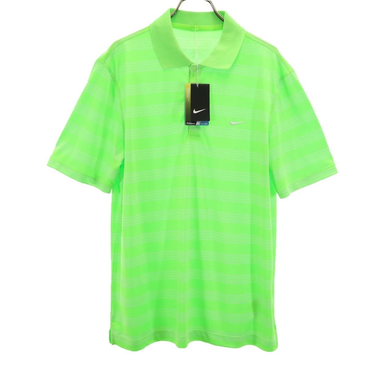 未使用 NIKE GOLF ナイキゴルフ ボーダー柄 半袖 ポロシャツ M 黄緑