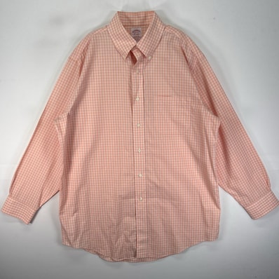 古着 ブルックスブラザーズ Brooks Brothers 長袖シャツ ボタンダウン 胸ポケット MADISON M オレンジ系 チェック メンズ