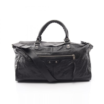 バレンシアガ BALENCIAGA SQUASH スクワッシュ 2way ボストンバッグ バッグ レザー メンズ レディース ブラック系 【中古】