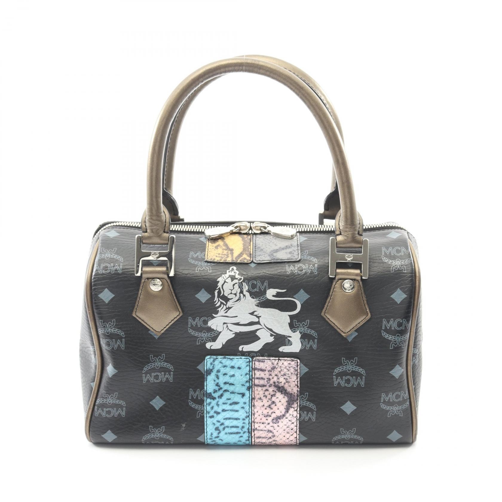 エム・シー・エム MCM ヴィセトス ハンドバッグ バッグ レザー レディース ブラック系 / マルチカラー 【中古】