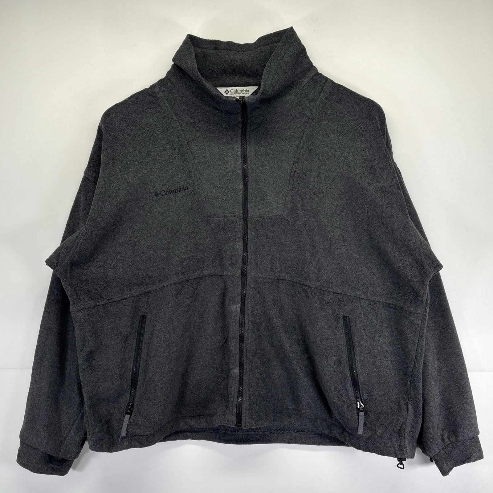 古着 コロンビア Columbia フリースジャケット 大きいサイズ フルジップ アウトドア ワンポイントロゴ刺繍 2XL  グレー系 メンズ