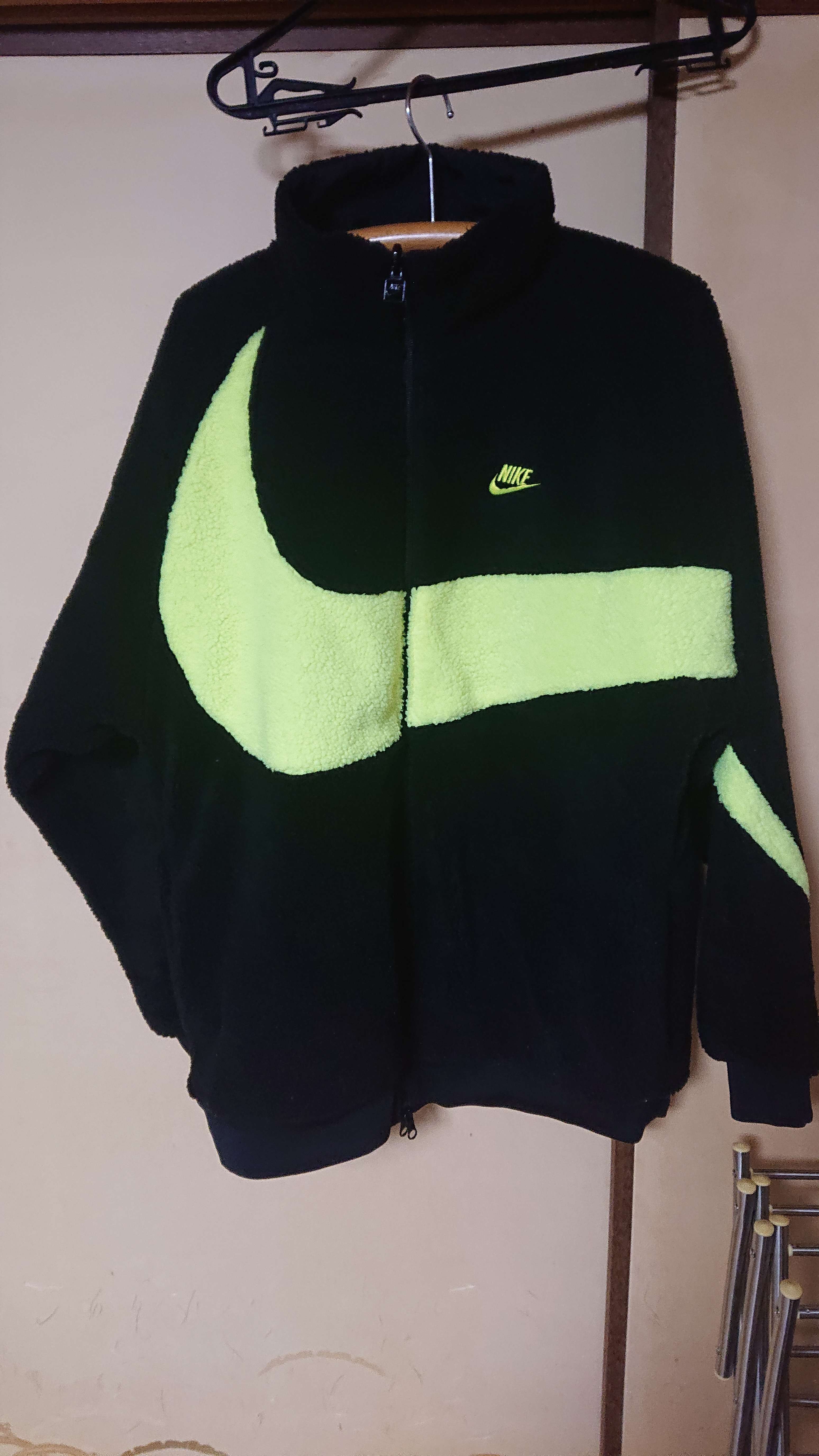 Nike Big Swoosh Reversible Boa Jacket"Black Neon"