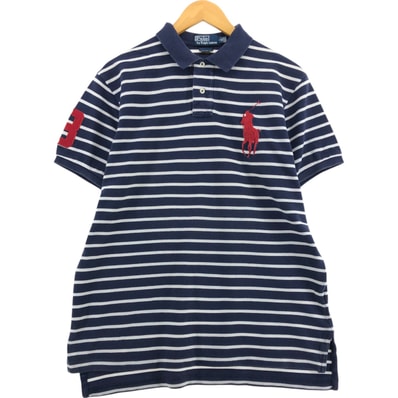 古着 ラルフローレン Ralph Lauren POLO by Ralph Lauren ビッグポニー 半袖 ボーダー ポロシャツ メンズL相当/eaa544192