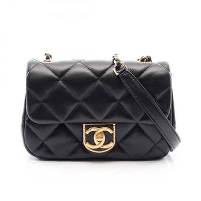 シャネル CHANEL マトラッセ スモールフラップ ショルダーバッグ バッグ ラムスキン(羊革) レディース ブラック系 AS2473 【中古】