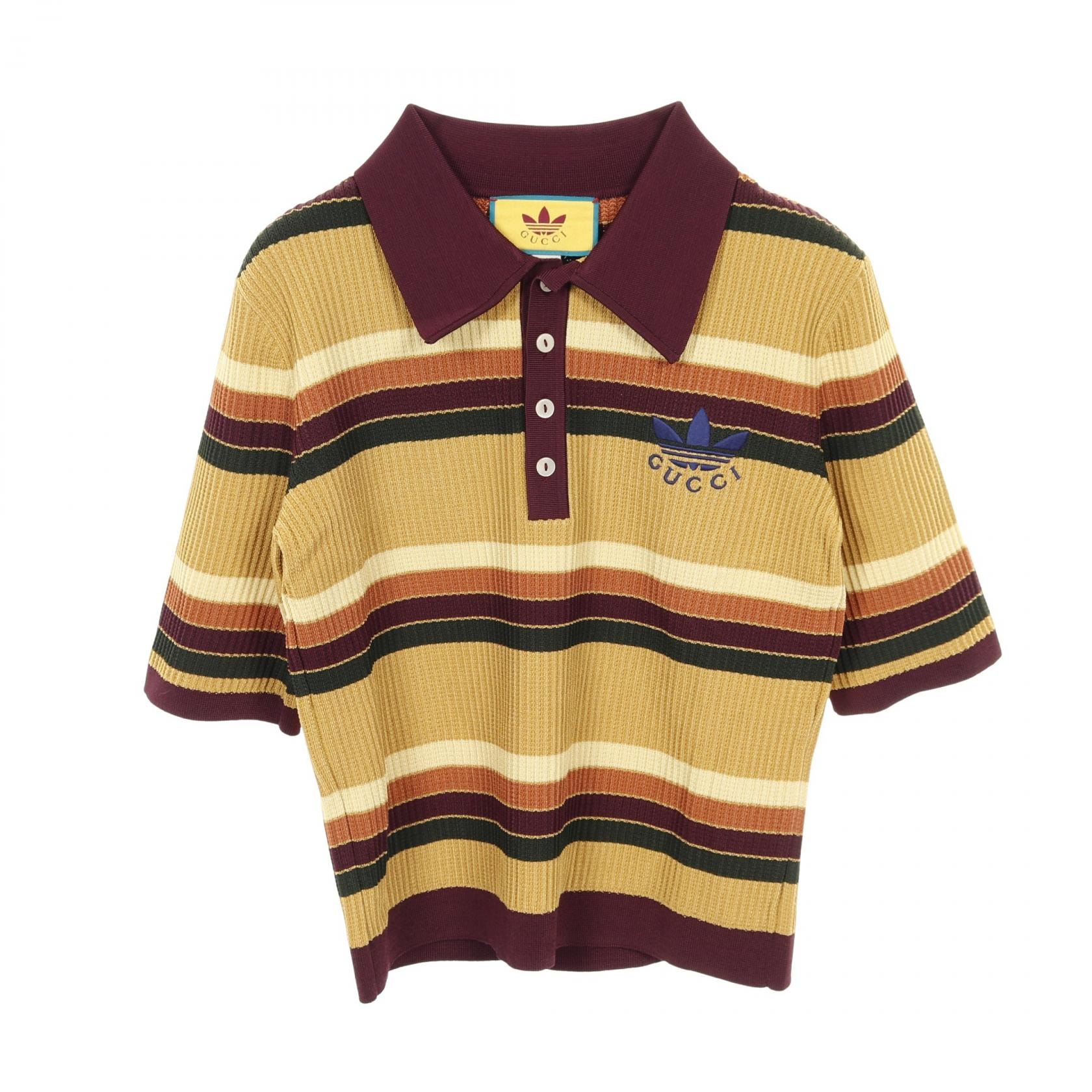 グッチ GUCCI GUCCI × adidas ニット ポロシャツ 衣料品 トップス レーヨン レディース ブラウン系 / マルチカラー 【中古】