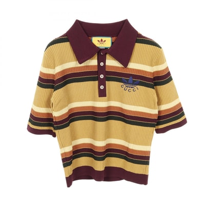 グッチ GUCCI GUCCI × adidas ニット ポロシャツ 衣料品 トップス レーヨン レディース ブラウン系 / マルチカラー 【中古】