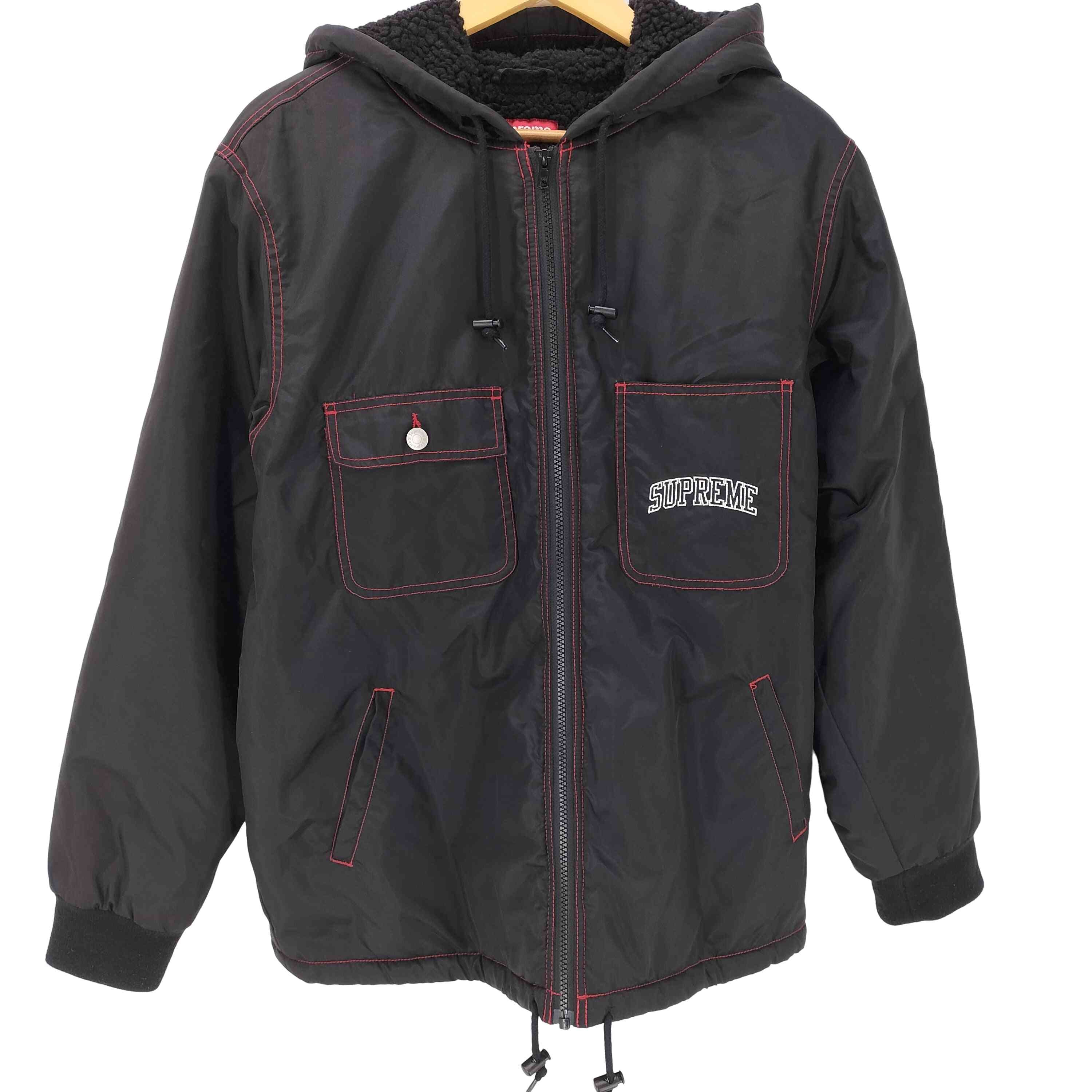 Sherpa Lined Nylon Zip Up Jacket【1143090650096】