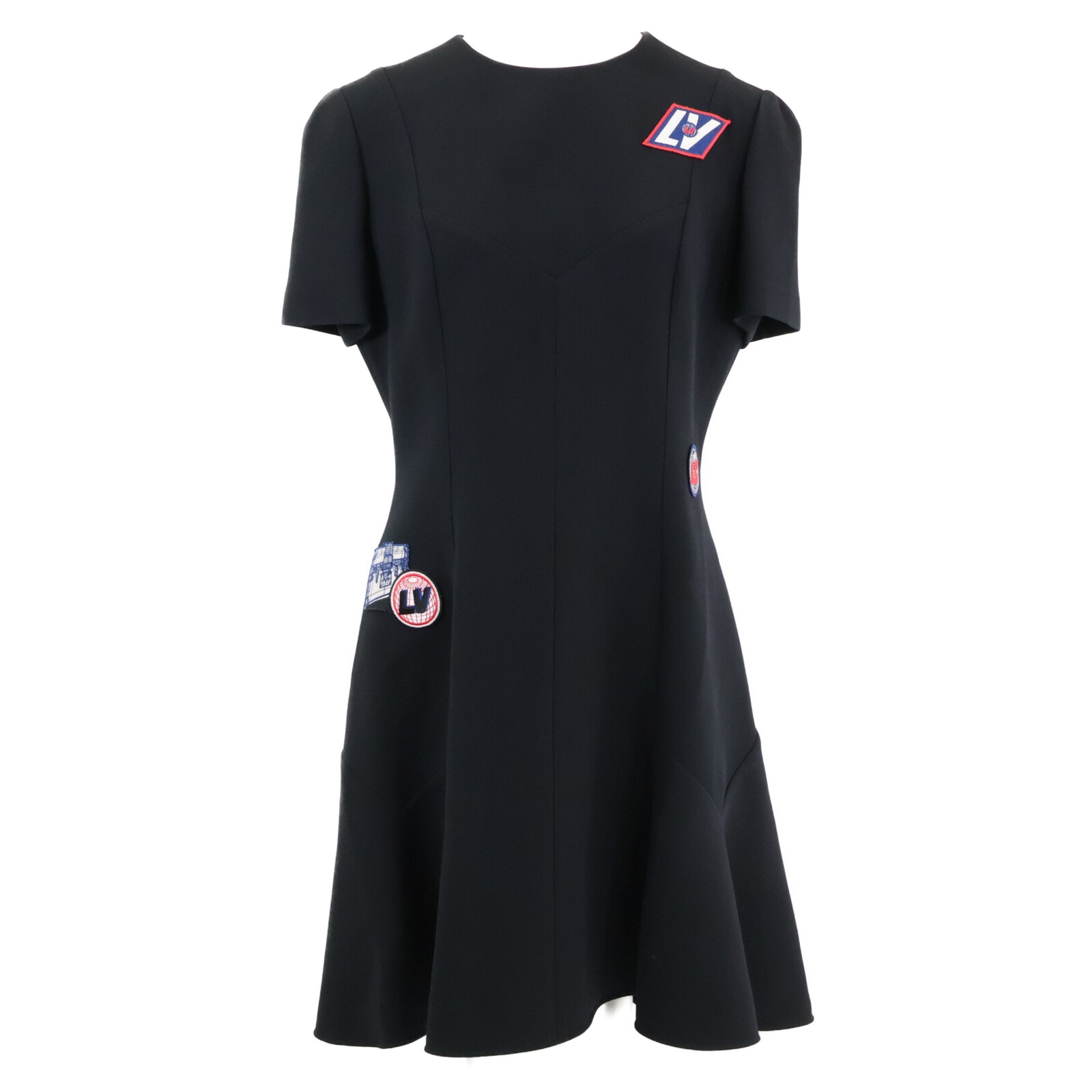 ルイヴィトン 国内正規 RW201A QRL ウールシルク ワッペン スケータードレス 40