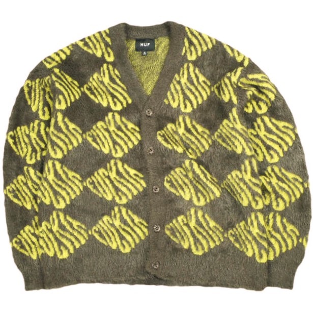 HUF ハフ 21AW FUCK IT CARDIGAN シャギーニットカーディガン KN00315 M Brown トップス g25550