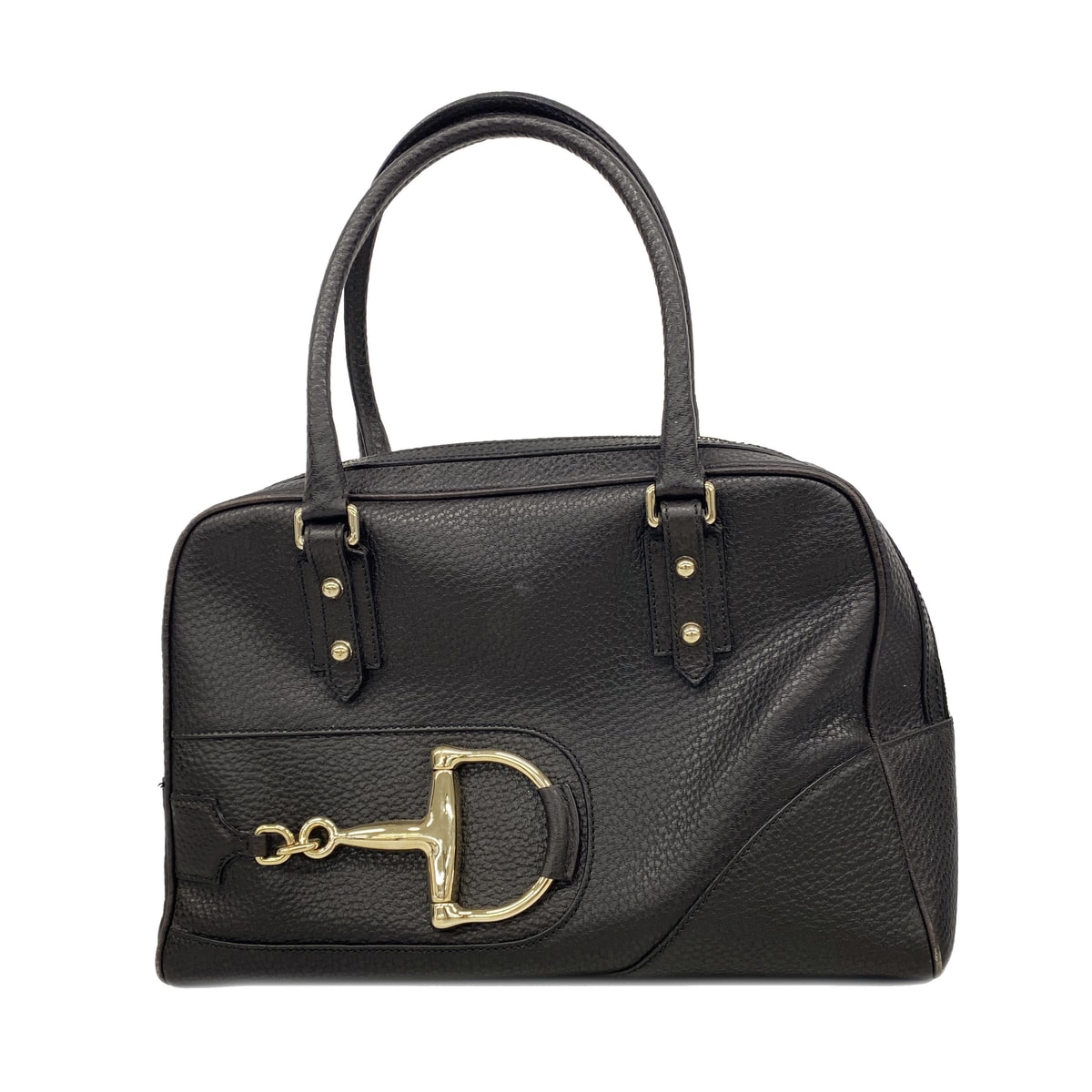【6kd4436】グッチ ハンドバッグ ホースビット 141503 レザー ブラック シャンパンゴールド金具【中古】レディース