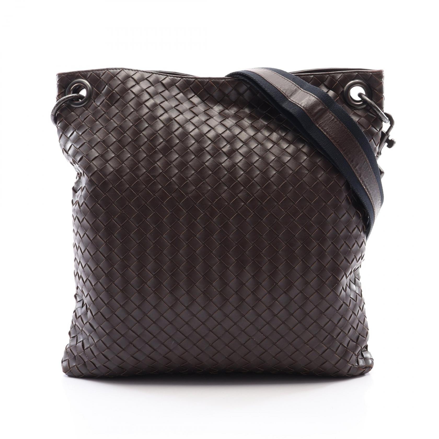 ボッテガヴェネタ BOTTEGA VENETA イントレチャート ショルダーバッグ バッグ レザー メンズ ブラウン系 【中古】