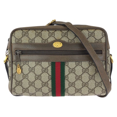 GUCCI グッチ ヴィンテージ オールドグッチ シェリーライン ベージュ ブラウン ゴールド金具 GGスプリームキャンバス ショルダーバッグ 603374 【中古】