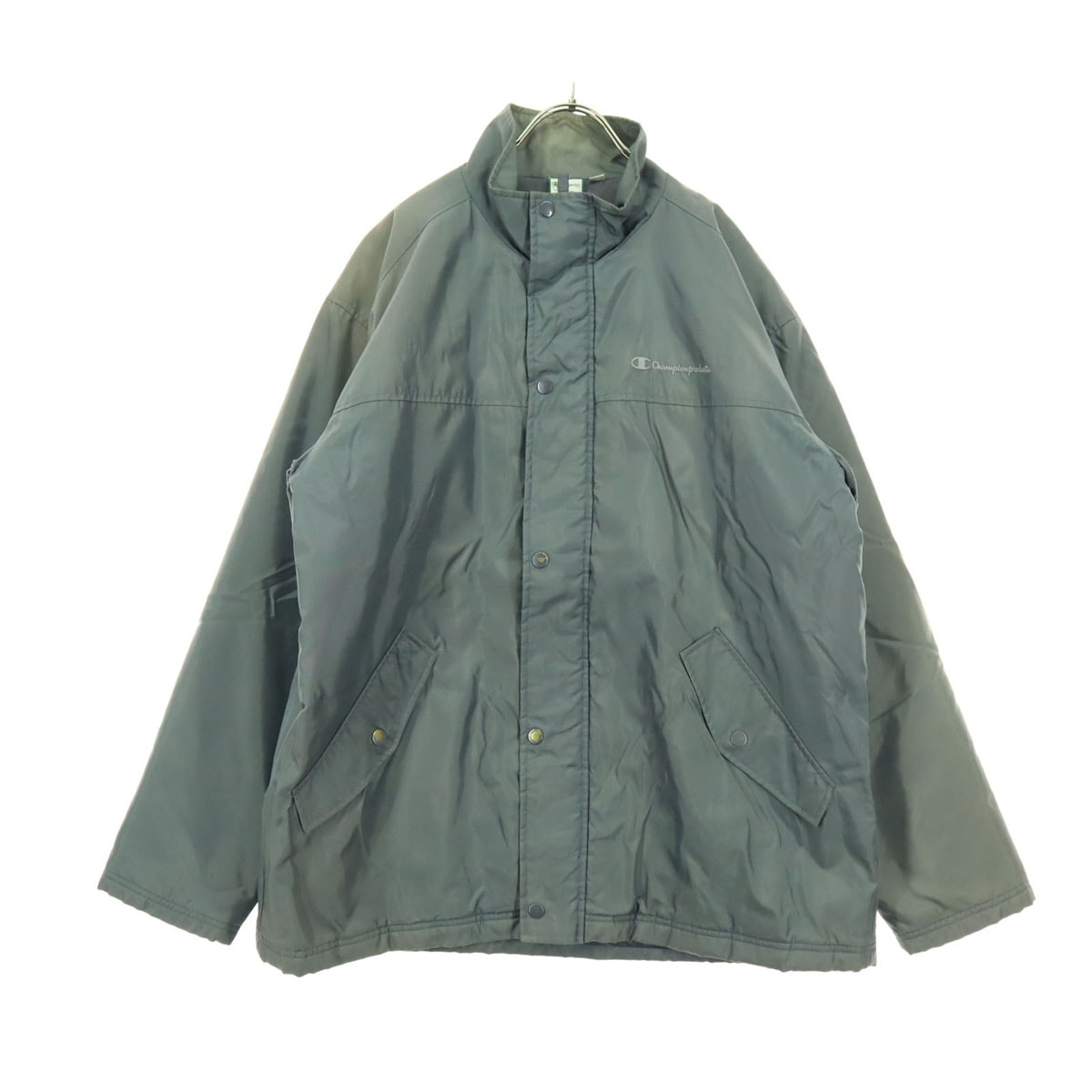 Champion チャンピオン 90s オールド ワンポイントロゴ 長袖 中綿ジャケット L グレー
