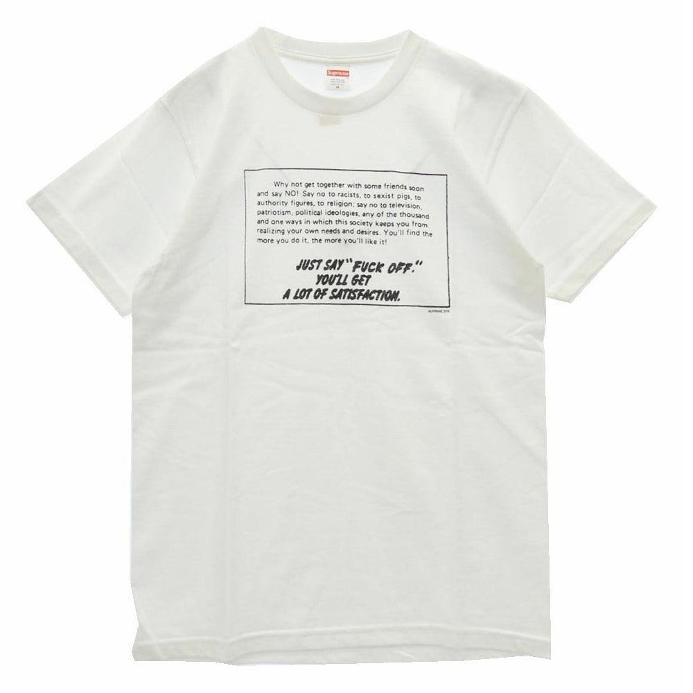 Supreme シュプリーム 16AW USA製 Say No Tee セイ ノー フロントプリント Tシャツ 半袖カットソー ホワイト系 M【新古品】【未使用】【中古】