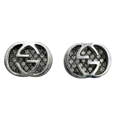 GUCCI グッチ ピアス インターロッキングG アクセサリー ジュエリー 18金WG Au750 K18ホワイトゴールド ダイヤモンド レディース 約4.1g【中古品】