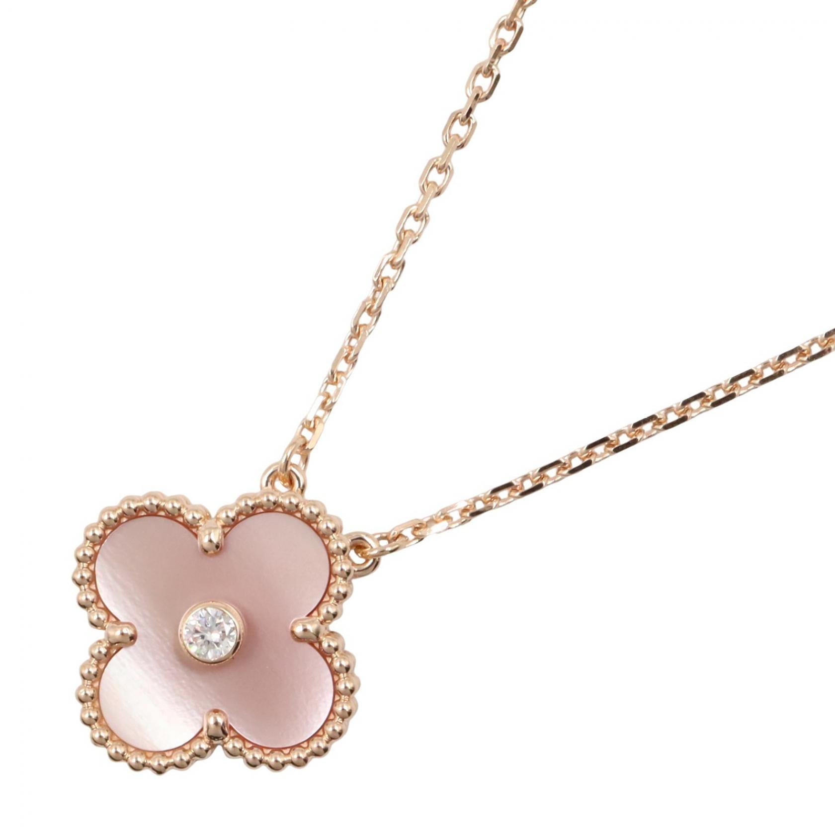ヴァンクリーフ&アーペル Van Cleef & Arpels ヴィンテージアルハンブラ 1PD ネックレス ジュエリー K18PG(ピンクゴールド) ダイヤモンド ピンクマザーオブパール レディース ゴールド系 / ピンク系 / クリア系