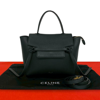 CELINE セリーヌ ベルトバッグ ナノ レザー ショルダーバッグ ブラック
997-6