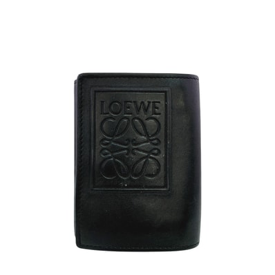ロエベ LOEWE 三つ折り財布 アナグラム トライフォールド ウォレット コンパクトウォレット ブラック