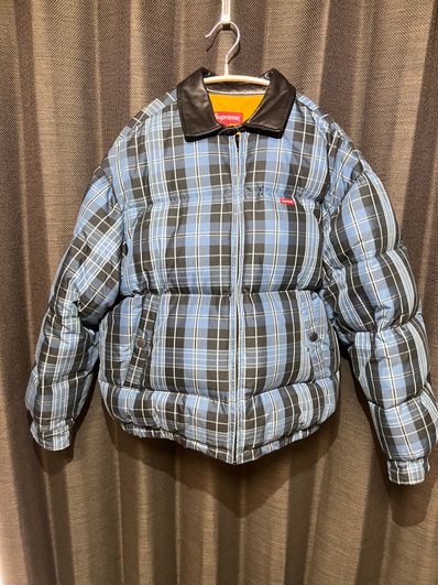 Supreme Leather Collar Puffy Jacket "Blue"