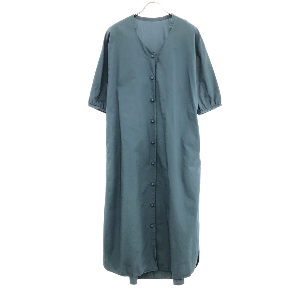 BEAMS LIGHTS ビームスライツ 5分袖 シャツ ワンピース 36 ダークブルーグリーン系