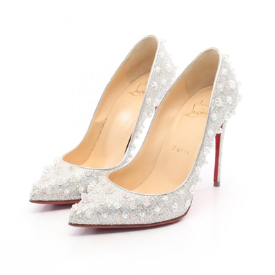 クリスチャンルブタン Christian Louboutin オーロラスタッズ パンプス 靴 ファブリック レディース シルバー系 【中古】