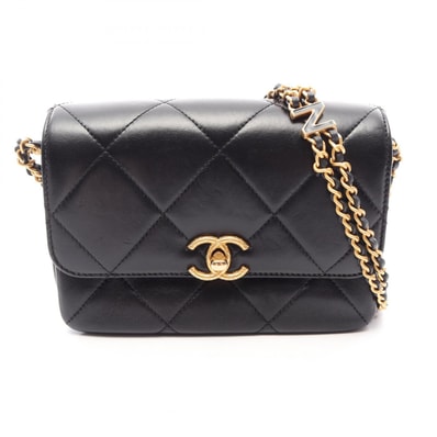 シャネル CHANEL マトラッセ スモールフラップ ショルダーバッグ バッグ ラムスキン(羊革) レディース ブラック系 AS4862 【中古】