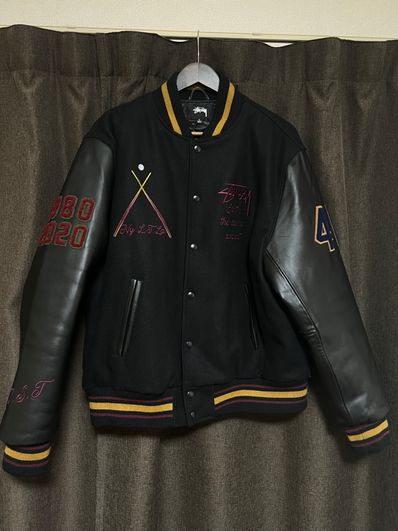 Stussy 40TH ANNIVERSARY IST VARSITY JACKET "Black"