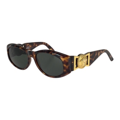 美品 VERSACE ヴェルサーチ ヴィンテージ メデューサ ハバナ ブラウン ゴールド金具 プラスチック メタル/ サングラス 男女兼用 オーバル 602692 【中古】