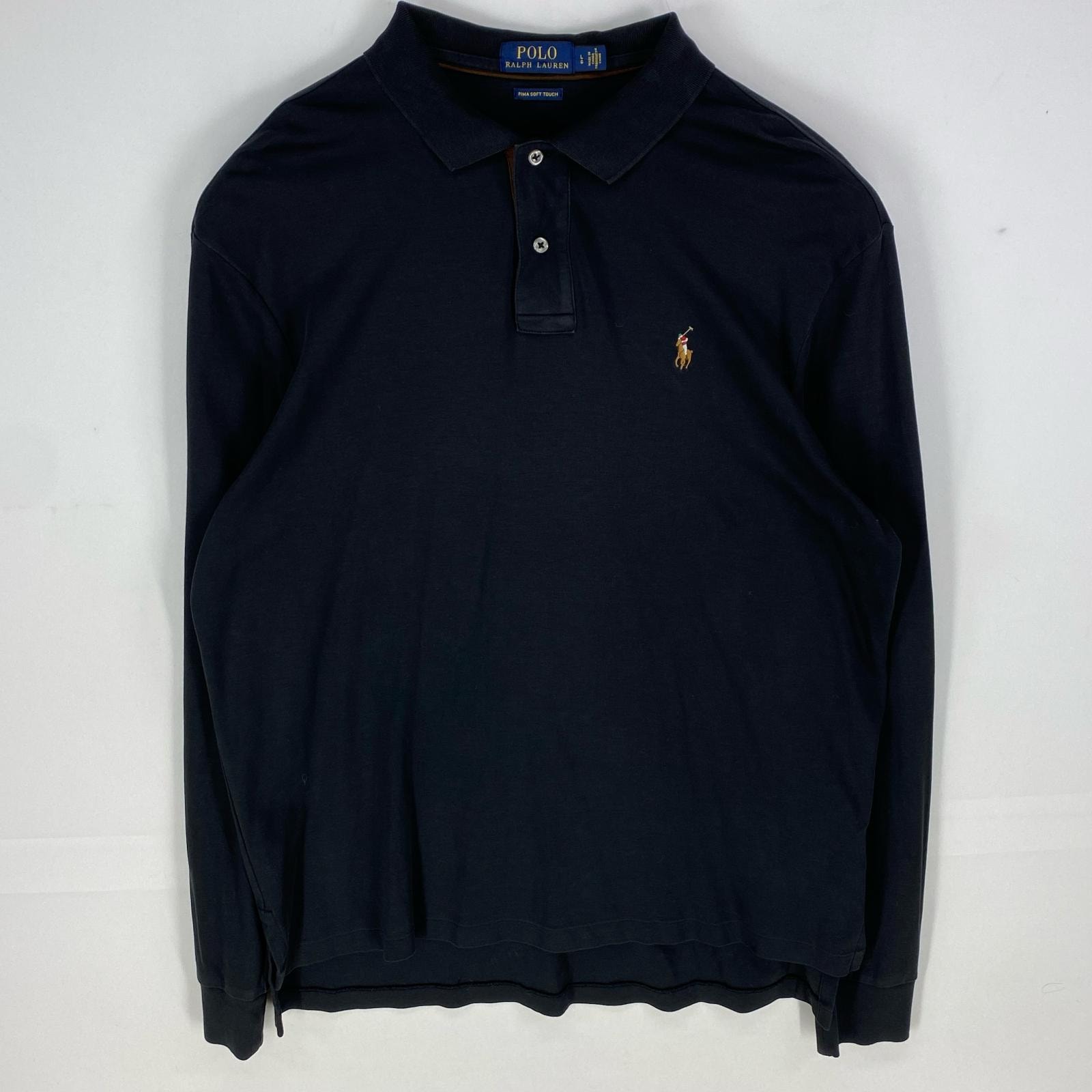 古着 ポロ・ラルフローレン POLO RALPH LAUREN 長袖シャツ 刺繍ロゴ カラーポニー ワンポイント L  ブラック系 メンズ