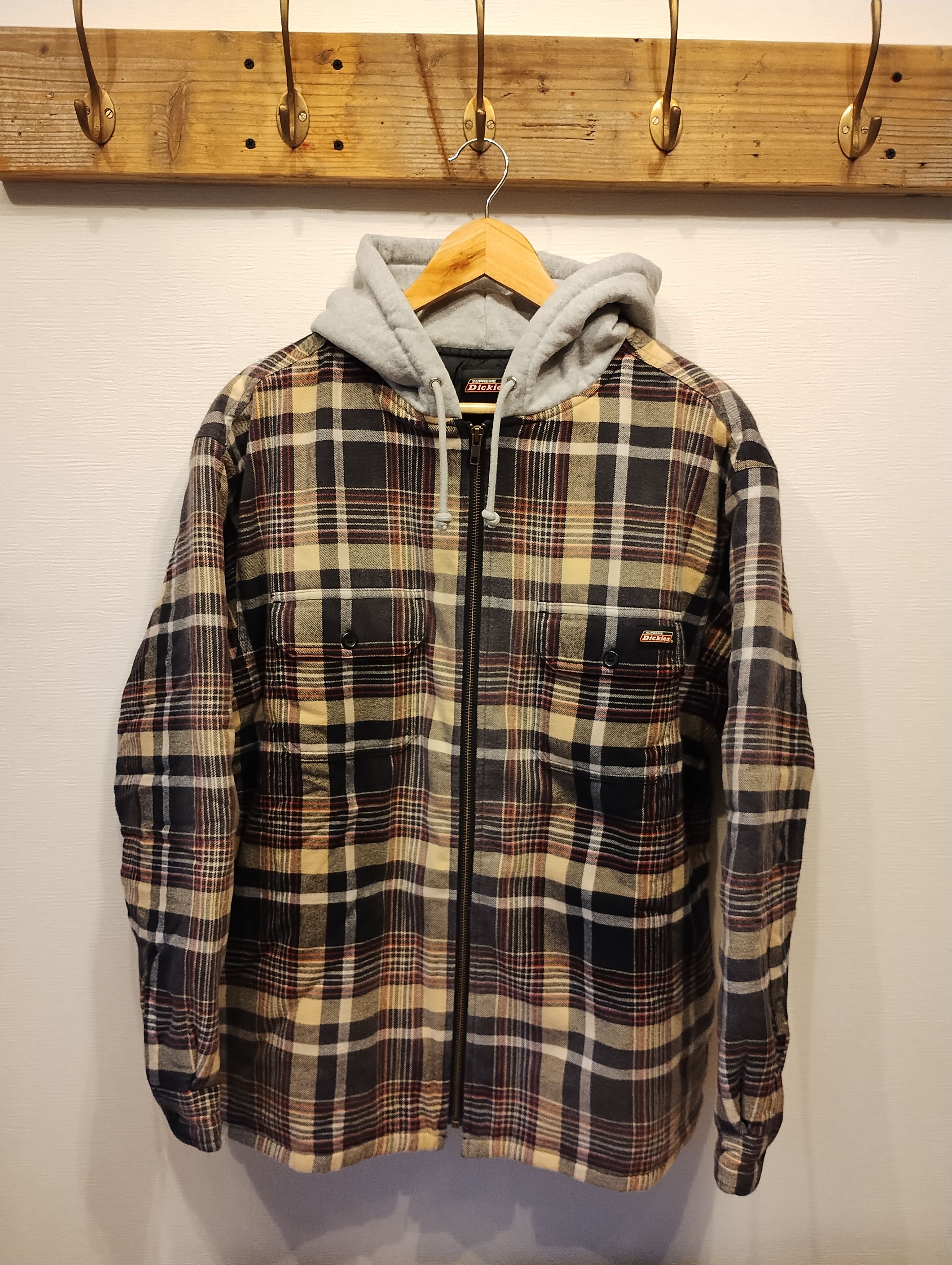 Supreme x Dickies Plaid Hooded Zip Up Shirt "Black"