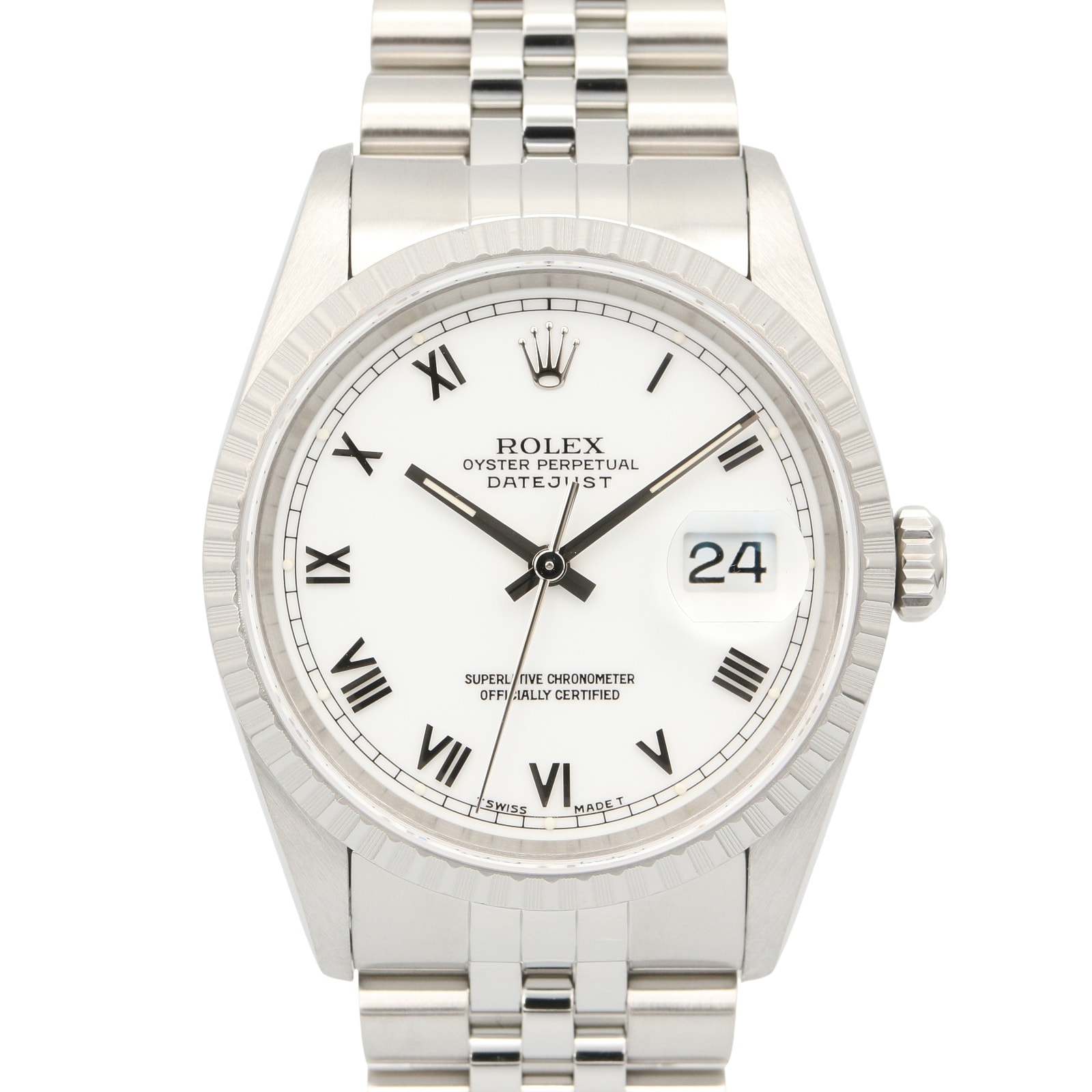 ロレックス ROLEX デイトジャスト S番 腕時計 時計 ステンレススチール メンズ ホワイト系 ローマ数字 16220 【中古】