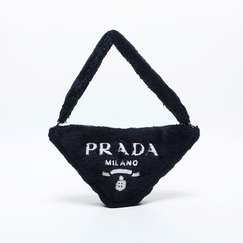 プラダ PRADA テリークロス トライアングル パイル ショルダーバッグ【中古】